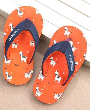 Cute Walk by Babyhug Slip On Flip Flops Zebra Print- Orange