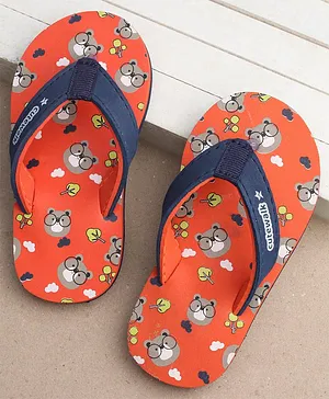 Cute Walk by Babyhug Casual Slip On Flip Flops with Beaver Print - Orange