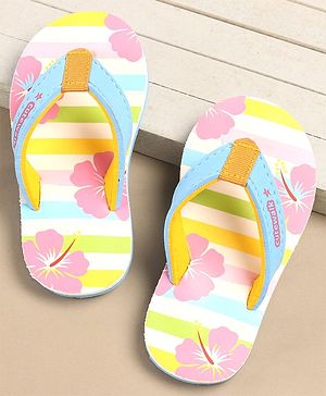 Cute Walk by Babyhug Slip On Flip Flops with Floral Print - Multicolour