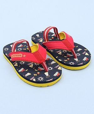 Cute Walk by Babyhug Slip On Flip Flops Boat Print - Red & Blue