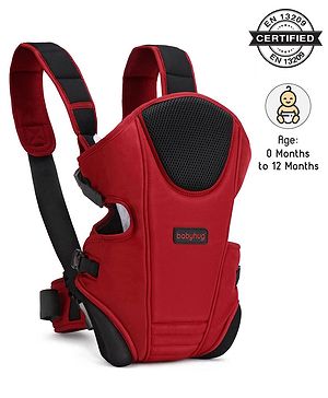 Babyhug  First Blossom 3-in-1 Baby Carrier: Ergonomic with breathable mesh, Padded straps, Cushioned leg openings, and versatile carrying positions for ultimate baby comfort and Parent convenience-Red