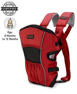Babyhug  Embrace 2-in-1 Ergonomic Baby Carrier with Detachable Bib: Lightweight, Compact, Breathable, For newborns and toddlers, Offering front and inward carrying positions with padded straps for ultimate comfort and safety-Red