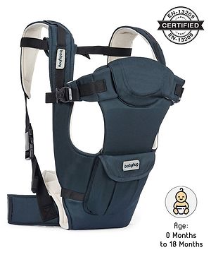 Babyhug Joy Bundle 4-in-1 Premium Baby Carrier : Lightweight, Breathable, Ergonomic design, 4 carrying positions, Head and neck support, Storage pocket, and Adjustable straps for babies up to 12 kg-Blue