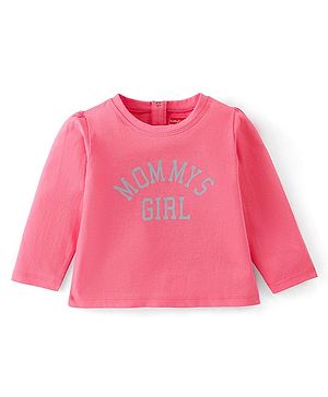 Babyhug Cotton Knit Full Sleeves T-Shirt Text Graphic Print - Pink