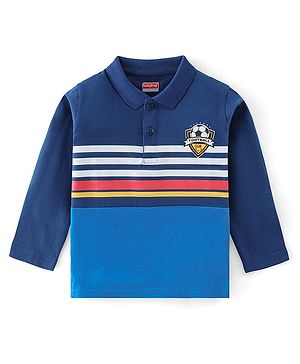 Babyhug Cotton Knit Full Sleeves Striped T-Shirt - Navy Blue