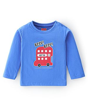Babyhug Cotton Full Sleeves T-Shirt with Bus  Graphics Print - Royal Blue