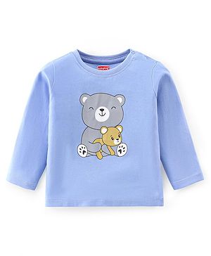 Babyhug 100% Cotton Knit Full Sleeves T-Shirt With Teddy Print - Purple