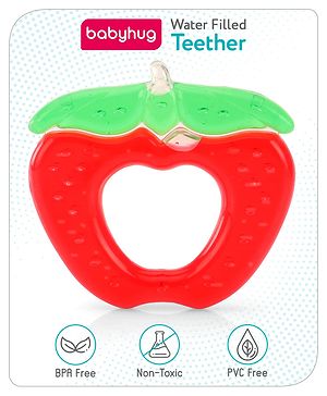 Babyhug Apple Shaped Water Filled Teether - Red & Green