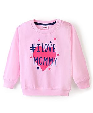 Babyhug 100% Cotton Knit Full Sleeves Sweatshirt With Text Print - Pink