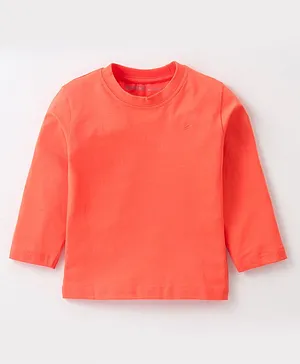Doreme Cotton Single Jersey Full Sleeves Solid Colored T-Shirt - Orange