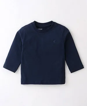 Doreme Single Jersey Full Sleeves Solid T-Shirt - Navy Blue