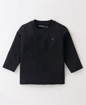 Doreme Single Jersey Full Sleeves Solid T-Shirt - Black
