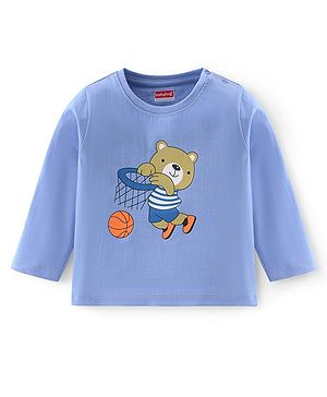 Babyhug Cotton Knit Full Sleeves T-Shirt with Teddy Print - Purple