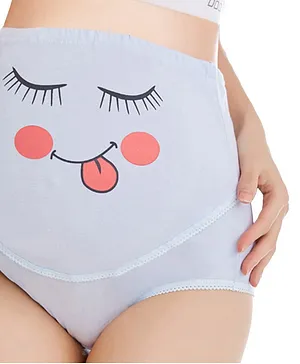 Momsoon Face Printed Maternity  Pantie - Blue