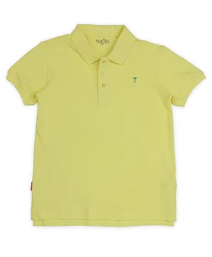PALM TREE Half Sleeves Solid :Polo Tee - Yellow