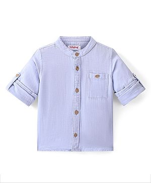 Babyhug Cotton Woven Full Sleeves Solid Colour Double Cloth Shirt - Lavender