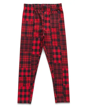 Juscubs Checked  Graphic Printed Leggings - Red