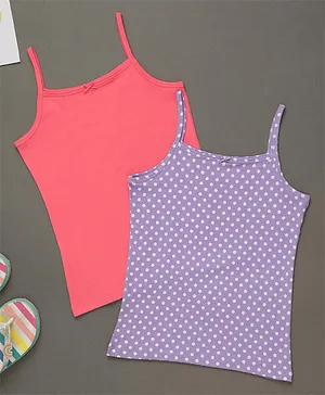 Charm n Cherish Sleeveless Cami Slips Polka Dotted Print Pack Of 2 - Pink & Purple