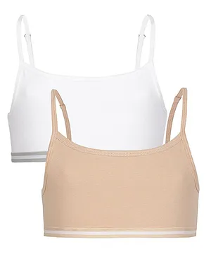 Charm n Cherish Cotton Beginners Bra Solid Color Pack of 2 - White & Nude