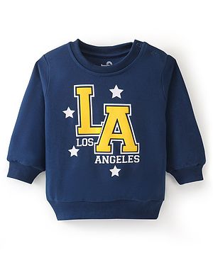 Doodle Poodle 100% Cotton Looper Knit Full Sleeves Los Angeles Print Sweatshirt - Navy