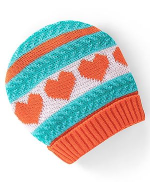 Babyhug Woollen Cap with Heart Design - Multicolour