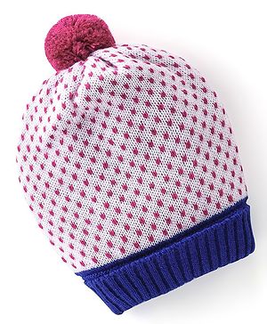 Babyhug Woollen Cap with Pompom - Multicolour