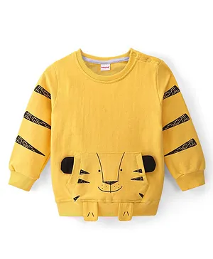 Babyhug Cotton Full Sleeves Sweatshirt with Tiger Graphics - Yellow
