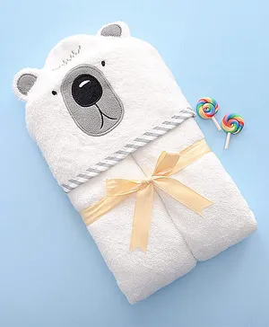 Thread Fairy Organic Super Soft Bamboo Hooded Towel - Grey Bear