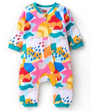Babyhug 100% Full Sleeves Cotton Romper Camouflage Print - Multicolour