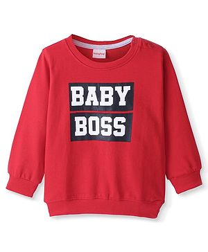 Babyhug 100% Cotton Knit Full Sleeves Graphics Printed Sweatshirt - Red