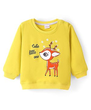 Babyhug 100% Cotton Full Sleeves Sweatshirt with Deer Graphics Print - Mustard Yellow