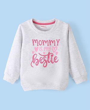 Babyhug Cotton Knit Full Sleeves Graphics Printed Sweatshirt - Grey Melange