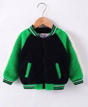 Kookie Kids Full Sleeves Bomer Jacket - Black & Green