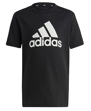 Adidas Kids Cotton Knit Half Sleeves BL CO T-Shirt Logo Printed - Black