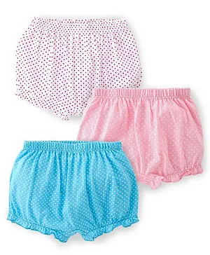 Babyhug 100% Cotton Knit Polka Dot Printed Bloomers Pack of 3 - Multicolor