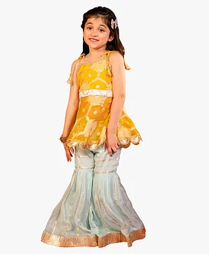 Jilmil Girls Floral Sarara Set - Yellow