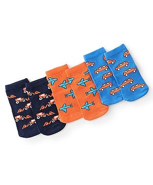 Cute Walk By Babyhug Non Terry Anti-Bacterial Ankle Length Socks Star Print Pack Of 3 - Multicolour