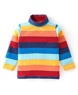 Babyhug Cotton Knit Full Sleeves Skivi T-Shirt  Striped - Multicolor