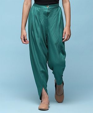 BIBA Rayon Full Length Solid Herem Dhoti - Green