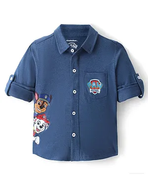 Babyhug Cotton Knit Full Sleeves Paw Patrol Printed Shirt - Navy