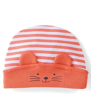 Babyhug 100% Cotton Cap Cat Design - Orange