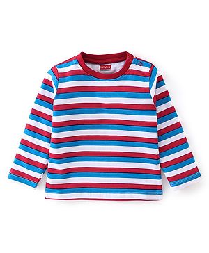 Babyhug 100% Cotton Knit Full Sleeves Striped T-Shirt - Multicolour