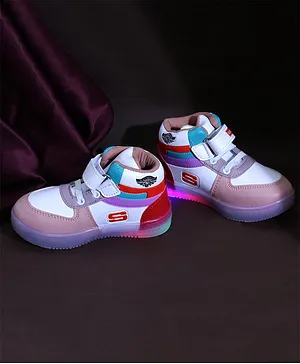 Chiu Abstract Design Colour Block LED Sneakers   - Peach