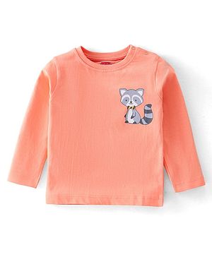 Babyhug Cotton Knit Full Sleeves T-Shirt Fox Graphic Print - Orange