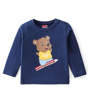 Babyhug Cotton Knit Full Sleeves Mice Graphic T-Shirt - Navy Blue