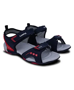 Campus Solid Velcro Closure Sandals- Blue