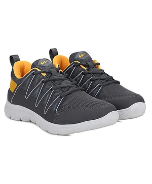 Campus Textured Lace Up Sports Shoes- Grey