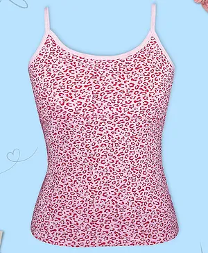 D'Chica Sleeveless Leopard Printed High Coverage  Camisole Bra With Adjustable Strap  -Pink