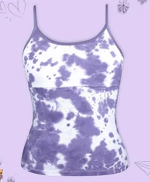 D'Chica Sleeveless Tie & Dye Styled Solid High Coverage  Camisole Bra With Adjustable Strap  - Purple