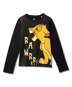 Wear Your Mind The Lion King Featuring Full Sleeves Simba Printed Tee - Black